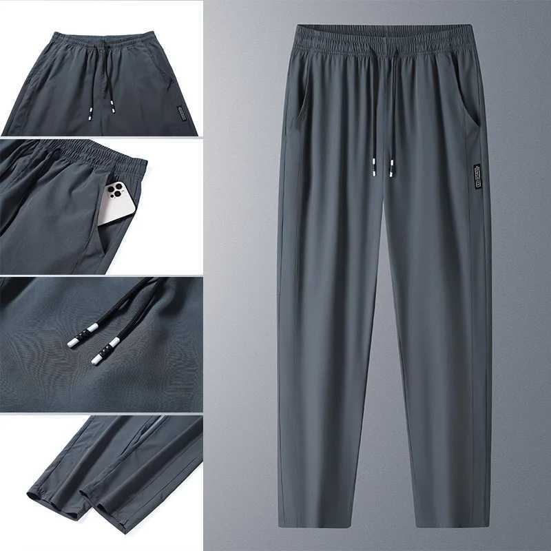 Summer Mens Ice Silk Pants Breathable Casual Thin Quick Dry Pants Loose Elastic Straight Leg Sweatpants Sports Fitness Trousers W250826