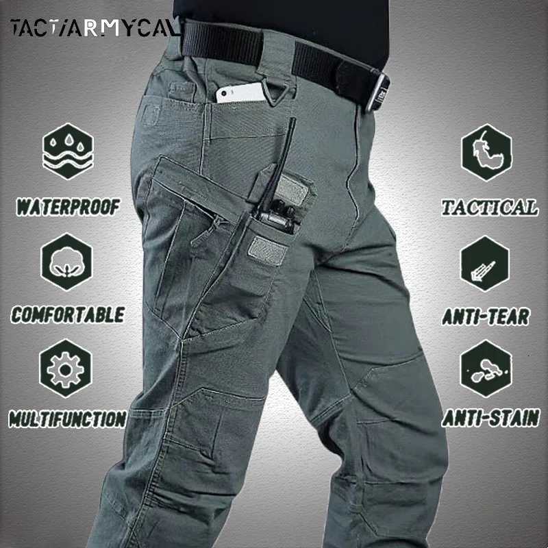 New Mens Tactical Pants Multiple Pocket Elasticity Military Urban Commuter Tactical Trousers Men Waterproof Cargo Pants 6XL W250826