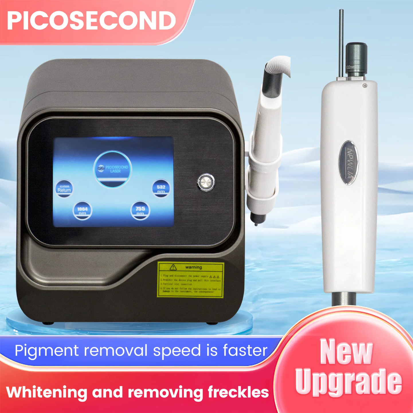 Laser Tattoo Removal Q Switched Nd YAG Eyebrow Pigment Remover Machine Picosecond Laser for Professional Salon Use 300,000 Beam Shots CE/ROHS