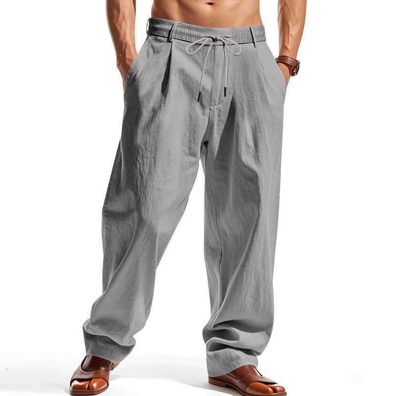 Autumn New Product American Loose Linen Western Pants Casual Trendy Wrinkled Simple Breathable Sports Straight Pants For Men W250826
