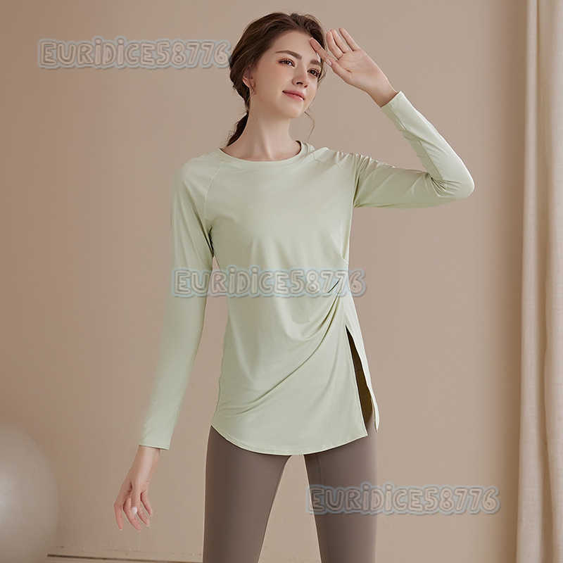 Highend Long Sleeve Yoga Top for Women 2025 New Fitness Wear Loose Slimming Ruched Hipcovering Sports Top H250825