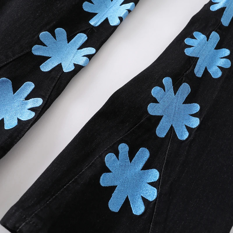 LOST SHDWS Jeans Fashion Allmatch Men Women Denim Pants High Quality Color Embroidery Flower Lostshdws Trousers 250826