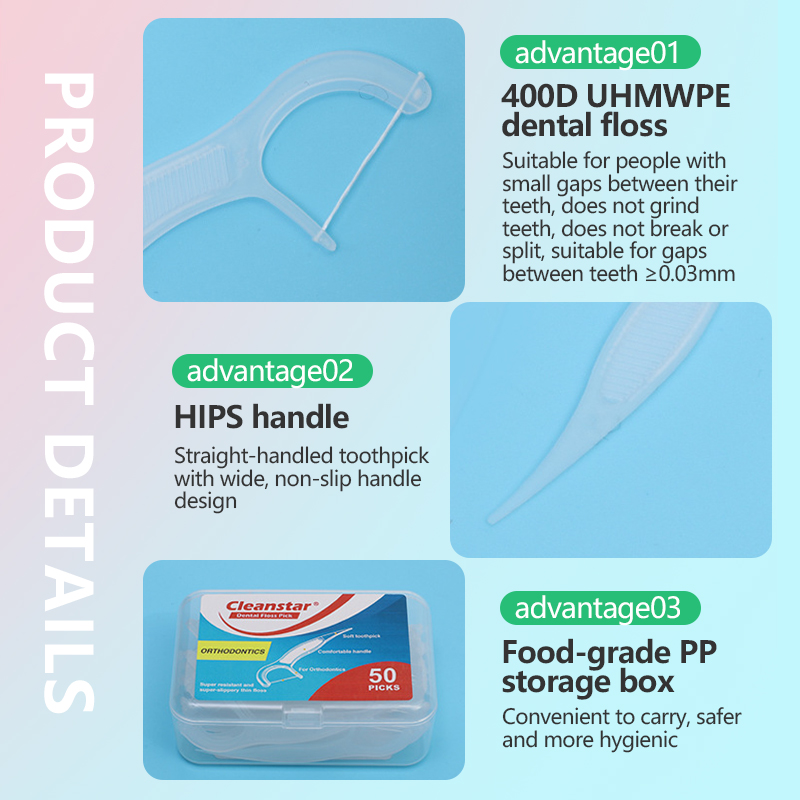 50-piece dental floss box, convenient and portable oral care tool for dining, dental flossing gadget.