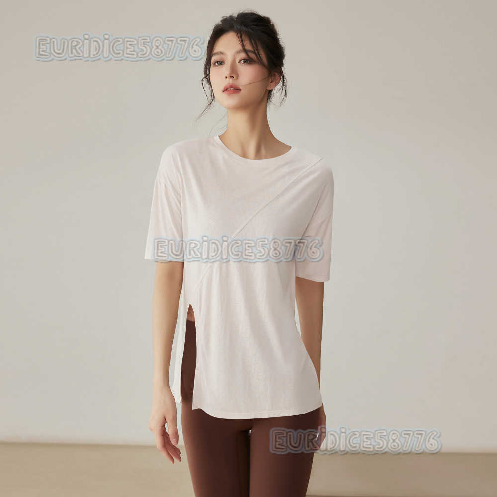 Loose Sports Top Coverup Professional Yoga Wear for Women Summer Short Sleeve Tshirt Running Pilates Training Fitness Clothing H250825