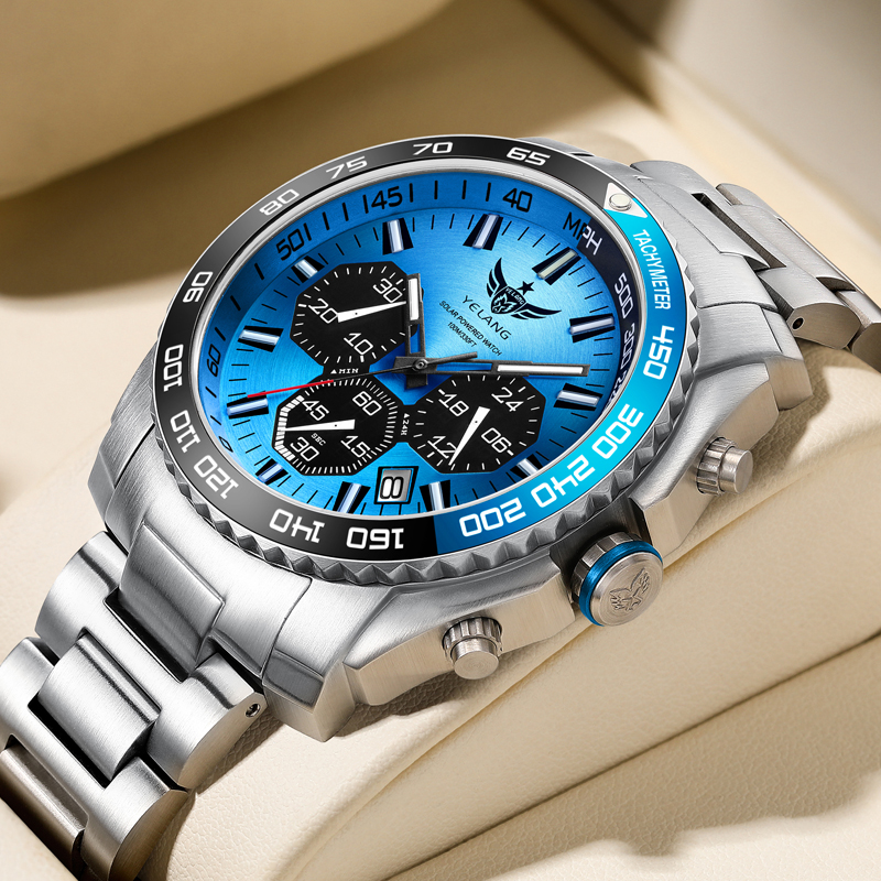 Yelang Watch V1215 44MM Man Sports Watch Japan VR42 Eco-Drive movement Diving Watch 100m Professional Waterproof T100 luminous