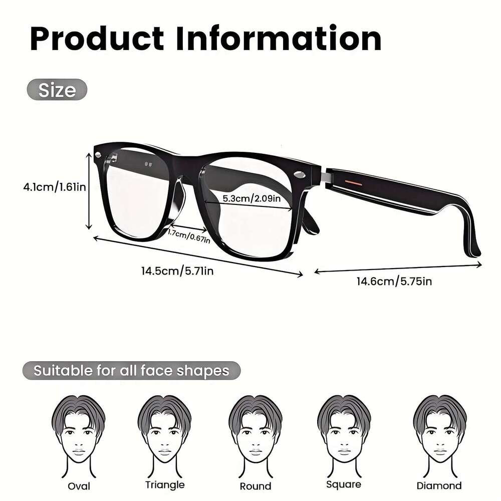 Tough Wireless Smart Glasses Deliver Clear Talk, Rich Sound, Sharp Images, Adjustable Light, Flexible Modes. Great For Daily Life And Festive Presents