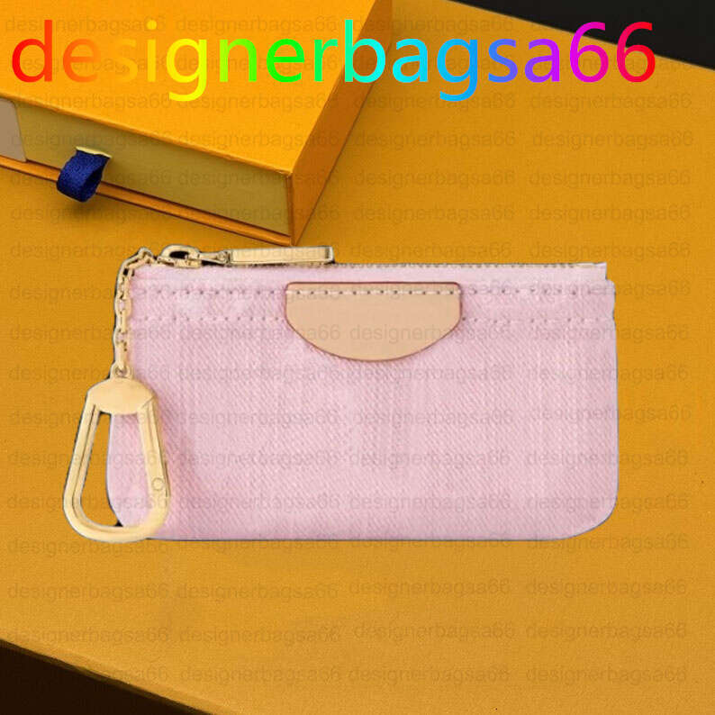 KEY POUCH 62650 POCHETTE CLES Designers Fashion Women Men Key Ring Credit Card Holder Coin Purse Mini Wallet Leather Handbags Dust bag With Box Pink keybag