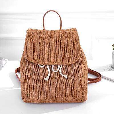 Designer Bags Fashion Straw Woven Backpack Women Shoulder Bags Summer Teenage Girl Quality Bagpacks Female Travel Bag Books Rucksack Mochila Luxury Ba