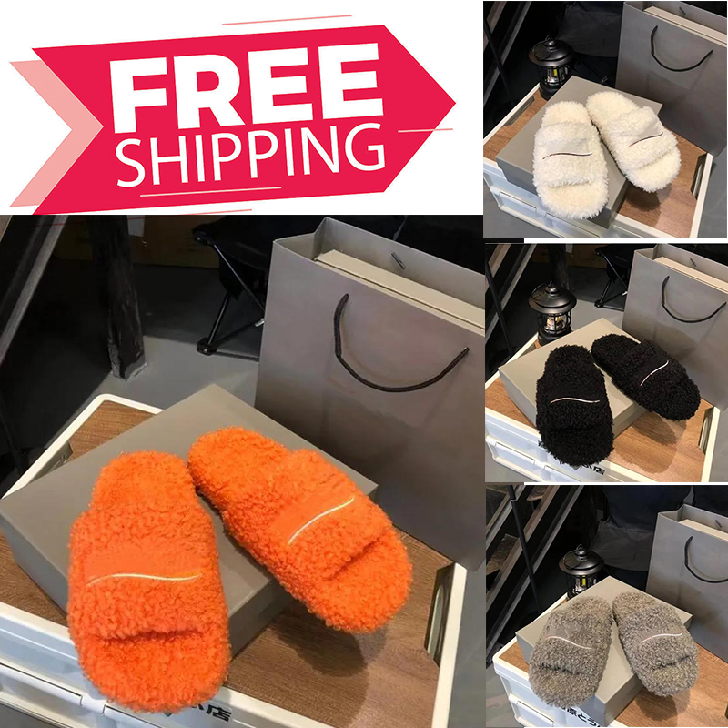 2025 Slides P Designer men women Slippers Ladies Wool Winter Fur Fluffy Furry Warm Letters Sandals Comfortable Fuzzy Girl Flip p Slipper Pink Black White Size 35-45