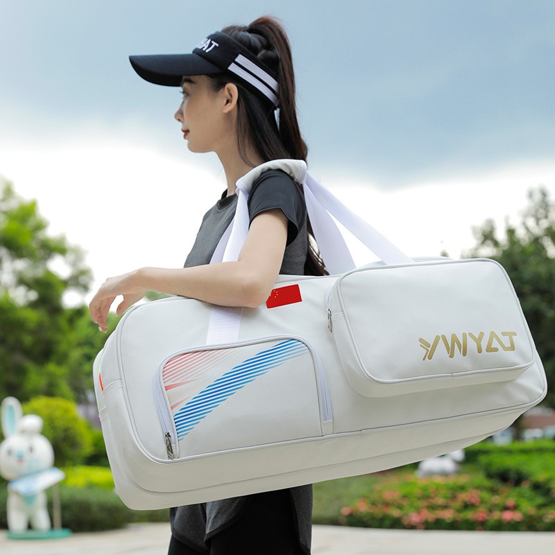 Badminton Racket Backpack for 6 Rackets Multi-Layered Nylon Sports Bag Water-Resistant Large Capacity Tennis Bag for Outdoor Use and Daily Organizatio