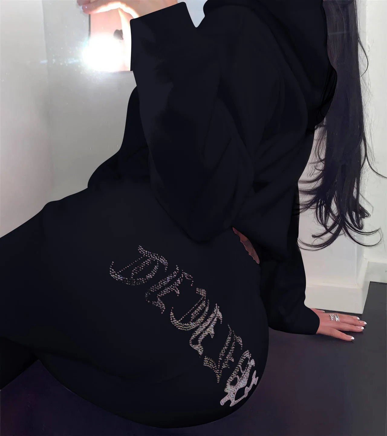 Diamonds Tracksuit 2 Piece Set Women Oversize Hoodies Sweatshirt Sweatpants Joggers Sport Pant Suits Femme Outfits Sweatsuits 250826