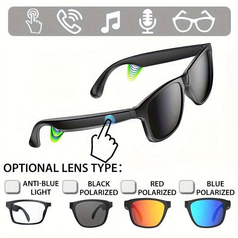 Fashion Business Smart Glasses, Built-in Microphone, Support Calls, Music, Anti-blue Light, Polarized, iPhone/Android Compatible Voice Assistant, Offi