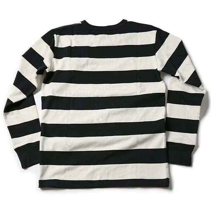 Custom Design Men's Long Sleeve O-Neck 100% Cotton Knitted Stripe Printed Oversized T-Shirt