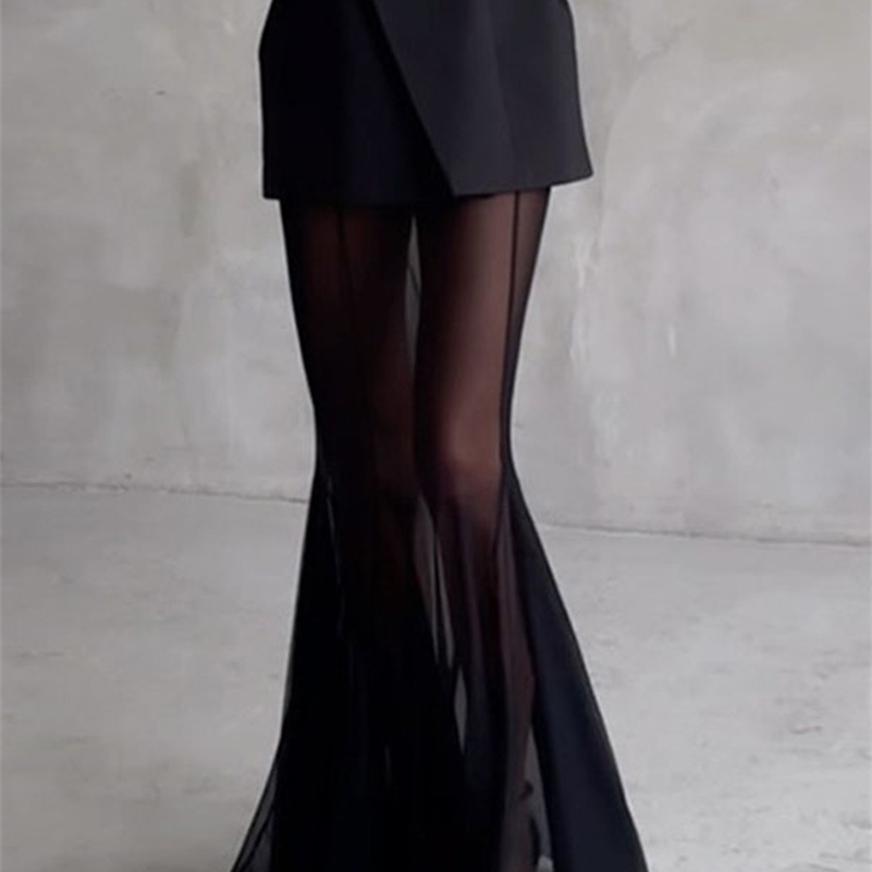 Elegant Solid Blazer Skirt Set Women Long Sleeve Button Vneck Blazer Lace See Through Long Skirts 2025 Autumn Party Lady Suit 250825
