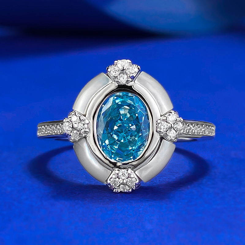 2025 Choucong Brand Luxury Jewelry 100% 925 Sterling Silver Oval Cut Aquamarine Lab Moissanite Dimaond Gemstones Party Eternity Women Engagement Band 