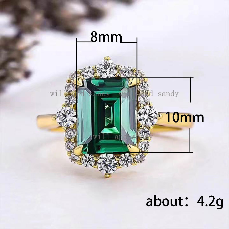 Square Irregular Cubic Zirconia Rings Wedding Promise Band Designer Jewelry Gold Sterling Silver Crystal Diamond Gemstone Finger Tail Ring for Woman F