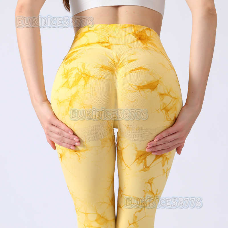 Tiedye Yoga Pants for Women High Waist Hiplifting Sports Tight Long Pants Outdoor Running Peach Hip Fitness Pants High Elasticity H250825