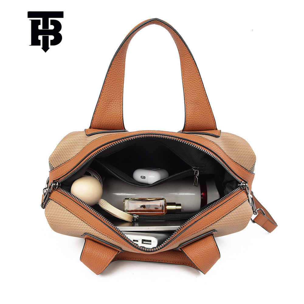 Designer Women's Handbag Luxury Bag New Checkered Leather Large Capacity Handheld Boston Contrasting Color Crossbody Pillow Bag