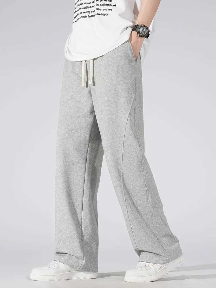 Summer Mens Sport Pants Lightweight Cotton Straight Leg Gray Sweatpants Loose Fit Jogging Pants Casual Home Gym Trousers W250826