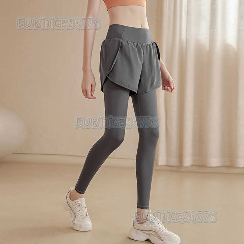 Fake Twopiece Yoga Pants for Women High Waist Hip Lift Tummy Control Running Pants Stretchy Tight Pants Sports Plus Size Fitness Pants Long Pants H250