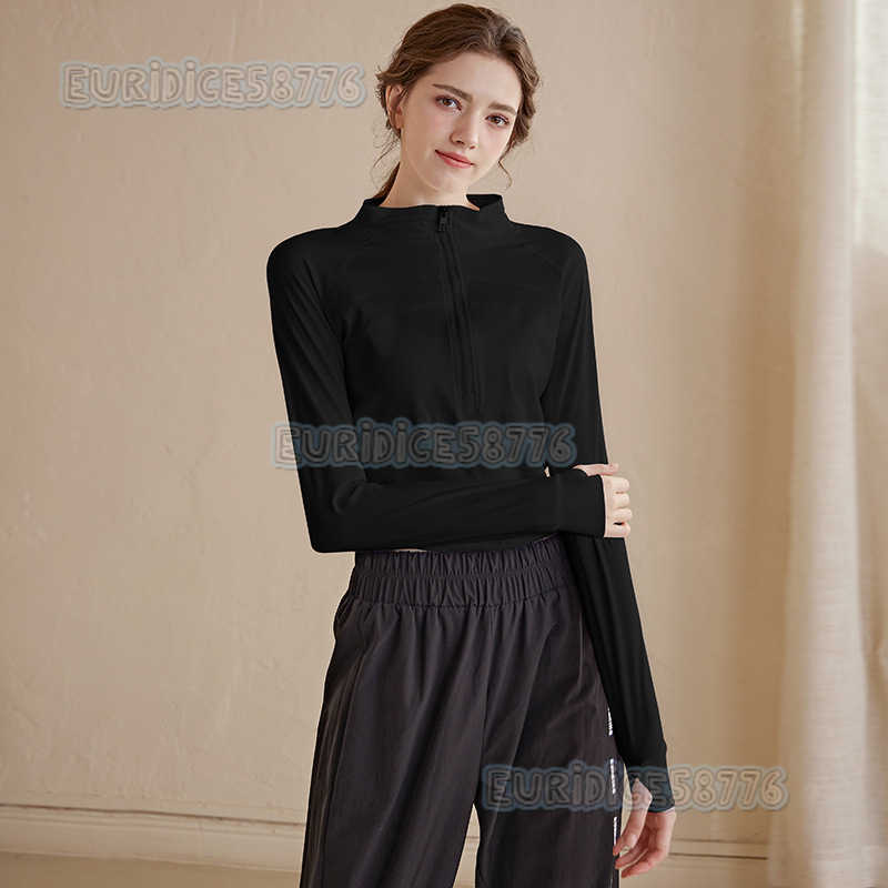 2025 New Halfzip Yoga Shirt for Women Long Sleeve Sports Top Slim Fit Autumn Running Short Fitness Shirt H250825 GR0U