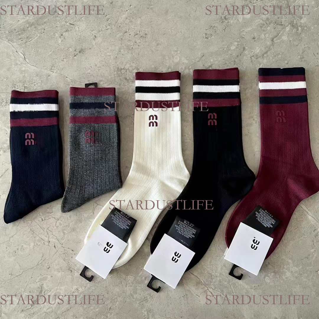 3Pcs Wholesale Miao Miao Socks Men's Women's Mid-Tube Running Fitness Yoga Sports Miulys Socks Breathable Color Striped Mui Sock Solid Black White Gray Cotton 475
