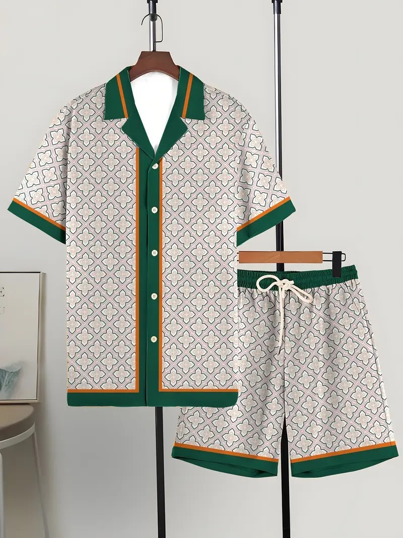 Lanjia- Hawaiian Shirt American Pattern Mens Independence Day Set Suitable For Summer Parties 3D Digital Print 250710 Ce5f4