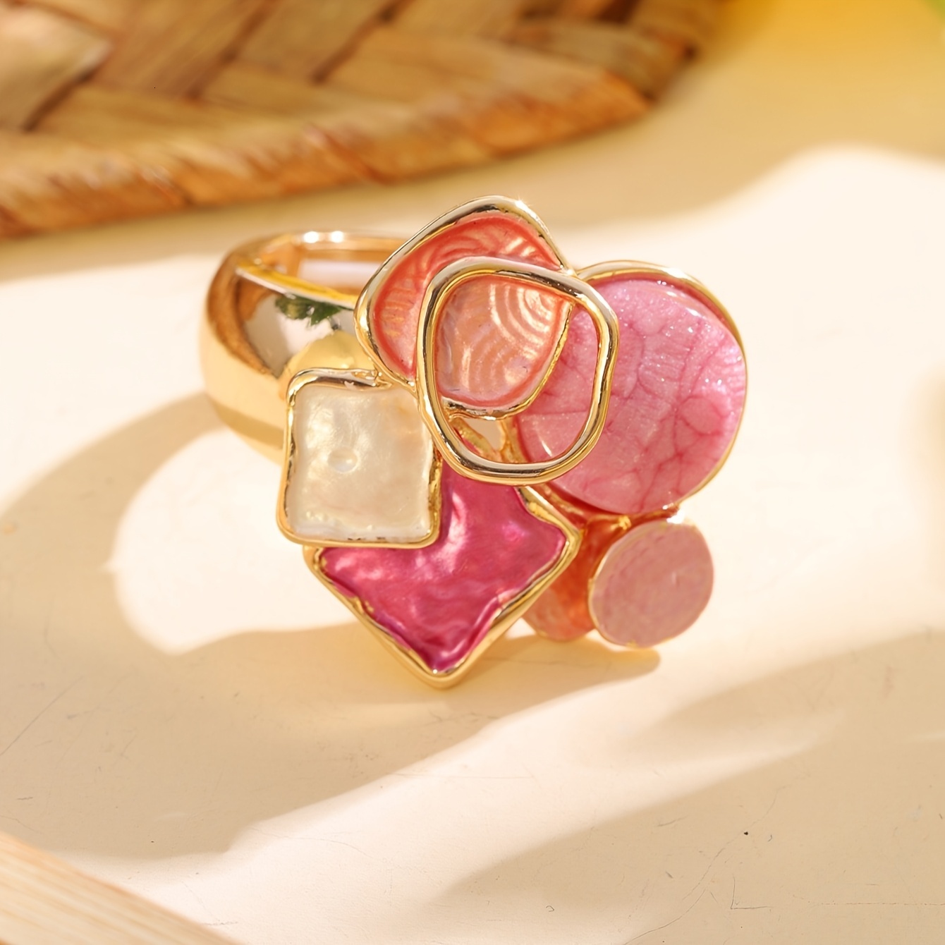 1 High-Quality Zinc Alloy Shape Blue Fashionable Simple Smooth Surface, Unique Irregular Ring Surface Design, Bohemian Fashion Vacation Accessory Fing