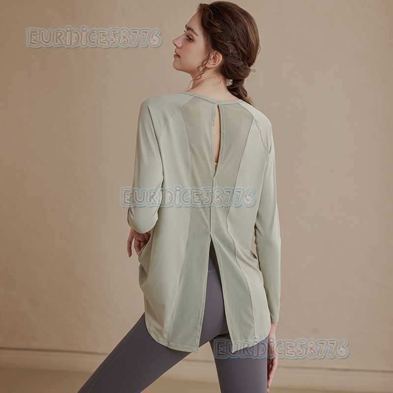 Loose Mesh Sports Top for Women Breathable Slimming Plus Size Yoga Shirt Long Sleeve Tshirt for Running and Fitness Autumn H250825