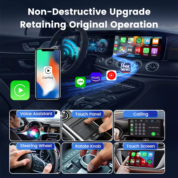 KOWANKIT Wireless CarPlay Android Auto Ai Box, Plug & Play Dongle Converts Wired To Wireless, 2in1 Car Accessories, No Delay, U2W Mini5 PRO