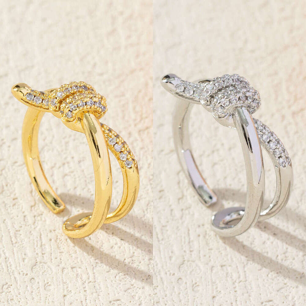 Fashion simple Knot ring High Quality Ring Luxury For Rings Diamond Double Cluster Rings Women Letter Jewelry Valentines Day Gift Wedding