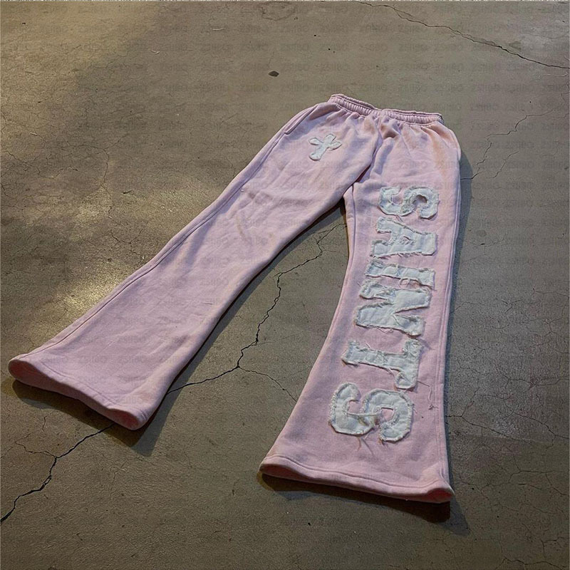 Men's Pants Harajuku Cotton Vintage Straight-leg Kiwi Gothic Y2K Pattern Printed Sweatpants Loose Black Versatile Wide-leg