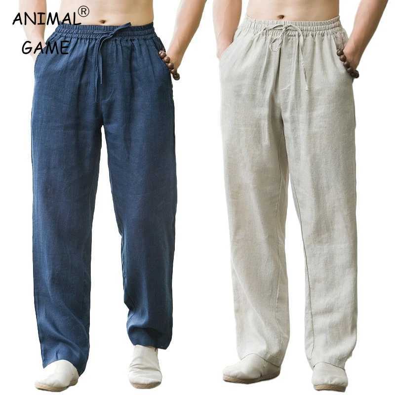 New Mens Pants Sweatwear Solid Color Breathable Trousers Cotton Fitness Lightweight Casual Summer Men Beach Pants W250826