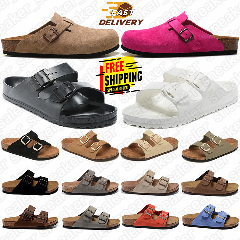 brikenstocks designer slippers sandals slides boston soft clogs arizona Big Buckle eva mens womens suede black white outdoor slipper sandal new