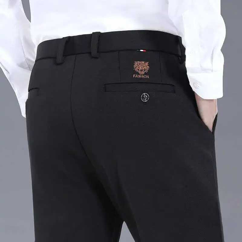 2942 Mens Summer Thin Fashion Business Casual Suit Pants Long Pants Mens Elastic Straight Sleeve Formal Pants Plus Size W250826