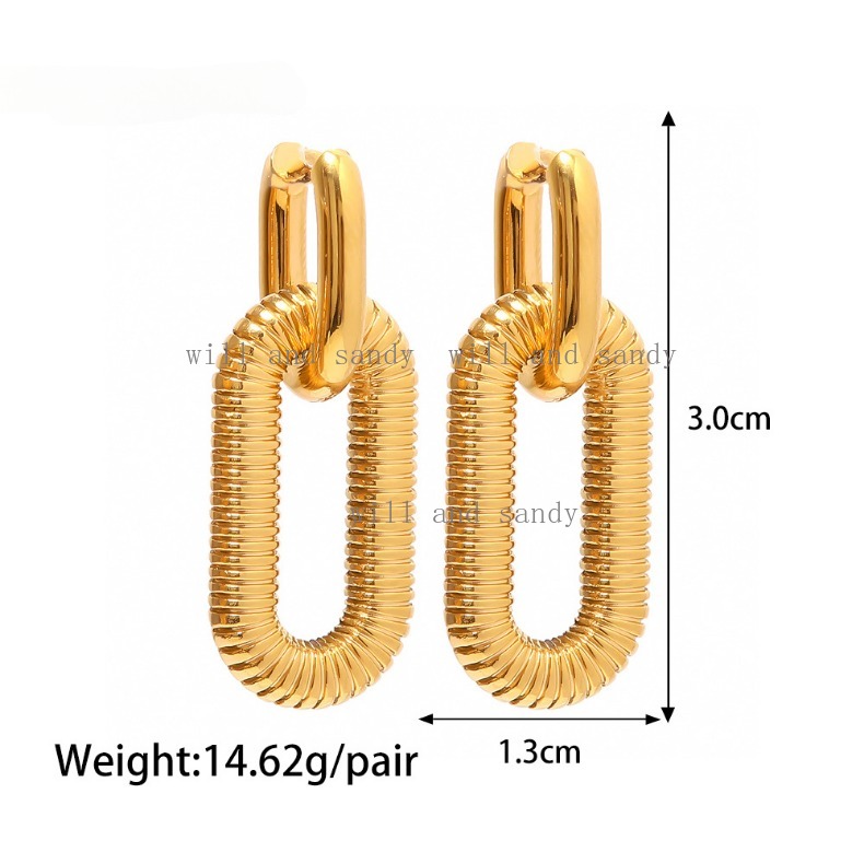 Non Tarnish 18k Gold Link Chain Dangle Earrings Charm Wedding Designer Jewelry Cubic Zironia CZ Water Drop Bead Stud Earrings for Woman Gift Fine Luxu