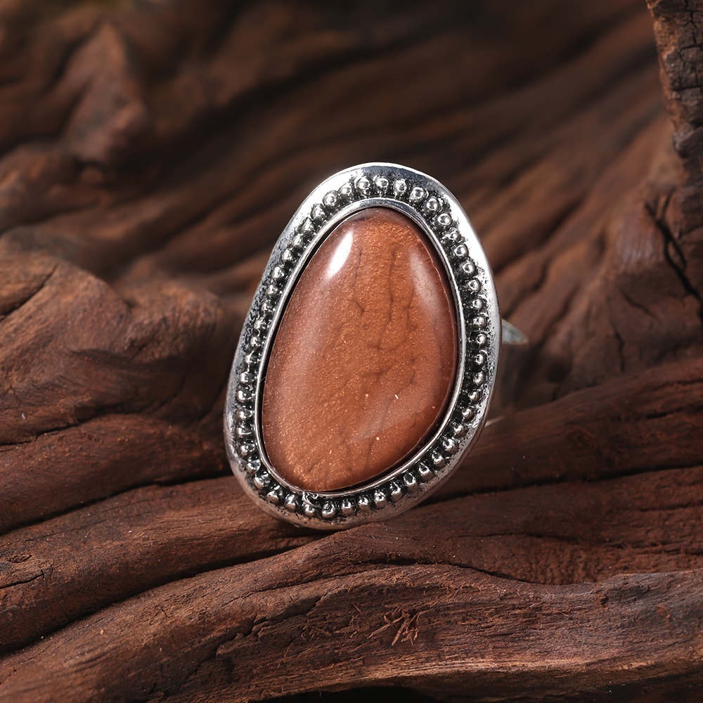 1 Piece Women's Zinc Alloy Geometric Inlaid Resin Adjustable Open Ring for Daily Dance Party Evening Dinner Gathering Jewelry Gift