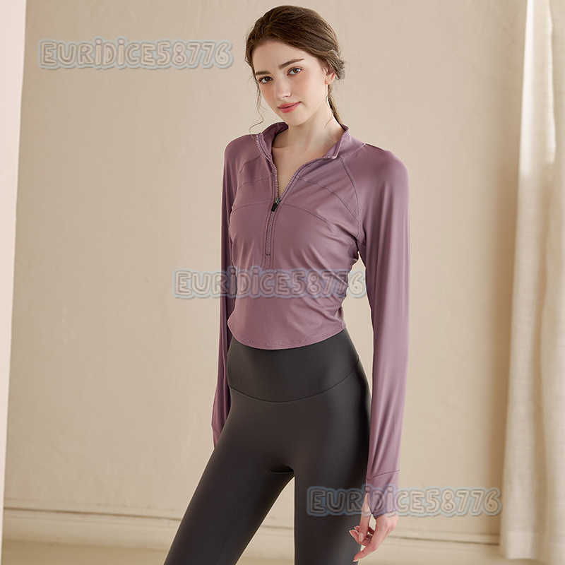 2025 New Halfzip Yoga Shirt for Women Long Sleeve Sports Top Slim Fit Autumn Running Short Fitness Shirt H250825
