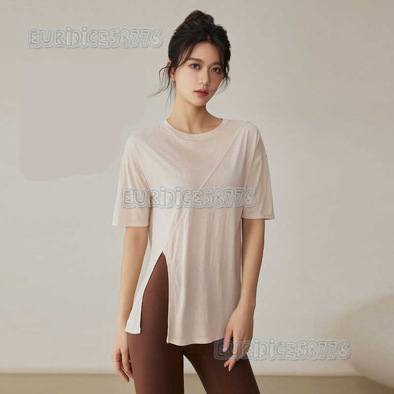 Loose Sports Top Coverup Professional Yoga Wear for Women Summer Short Sleeve Tshirt Running Pilates Training Fitness Clothing H250825