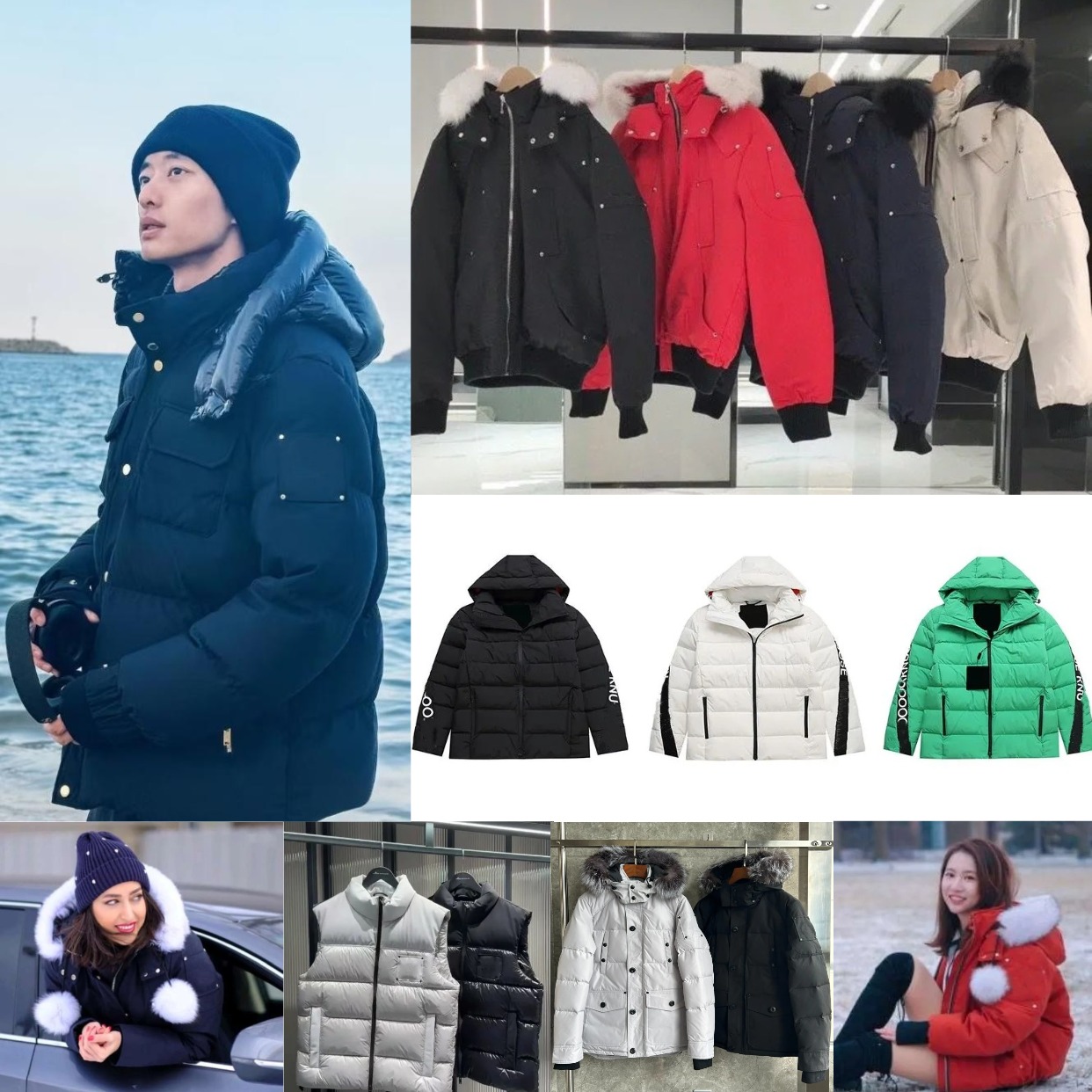 Down jacket men's fur collar parka winter waterproof white duck coat cloak fashion men and women couples moose casual version to keep warm windproof Jacket Coat