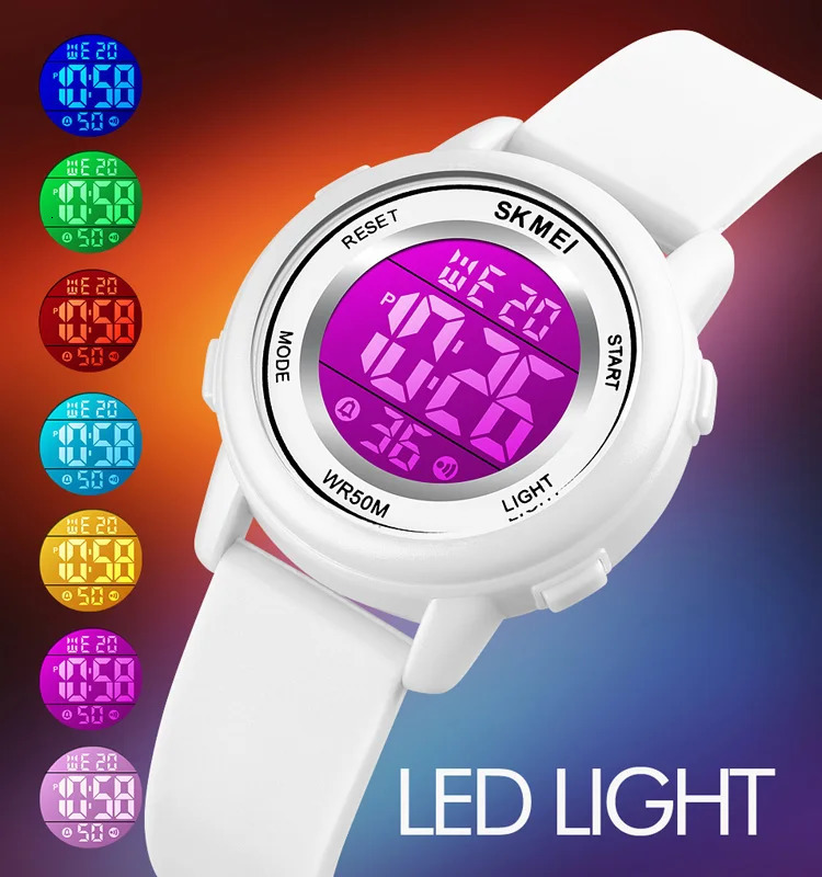 SKMEI 1721 Colorful Led Children Digital Wristwatches Waterproof Alarm Kids Watches montre enfant Boys Girls Sport Watch 250825