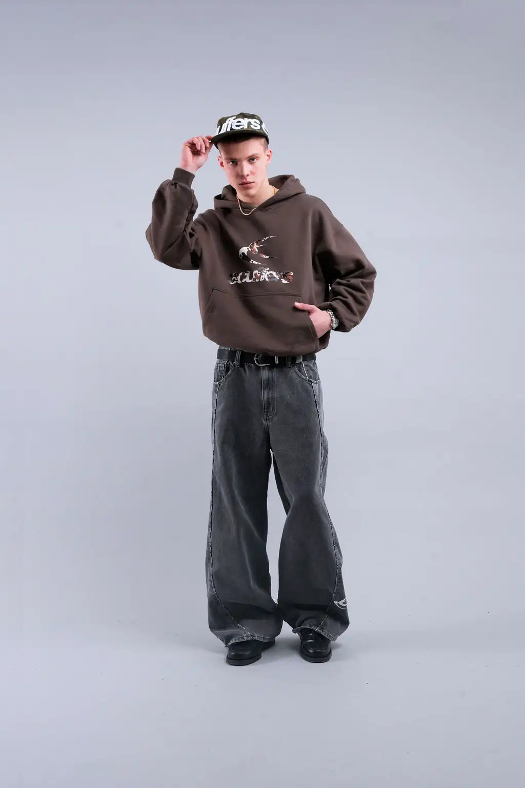 Oversized Safari Brown Hoodie print y2k tracksuit men streetwear tops grunge harajuku sweatshirt clothes clothing 250825