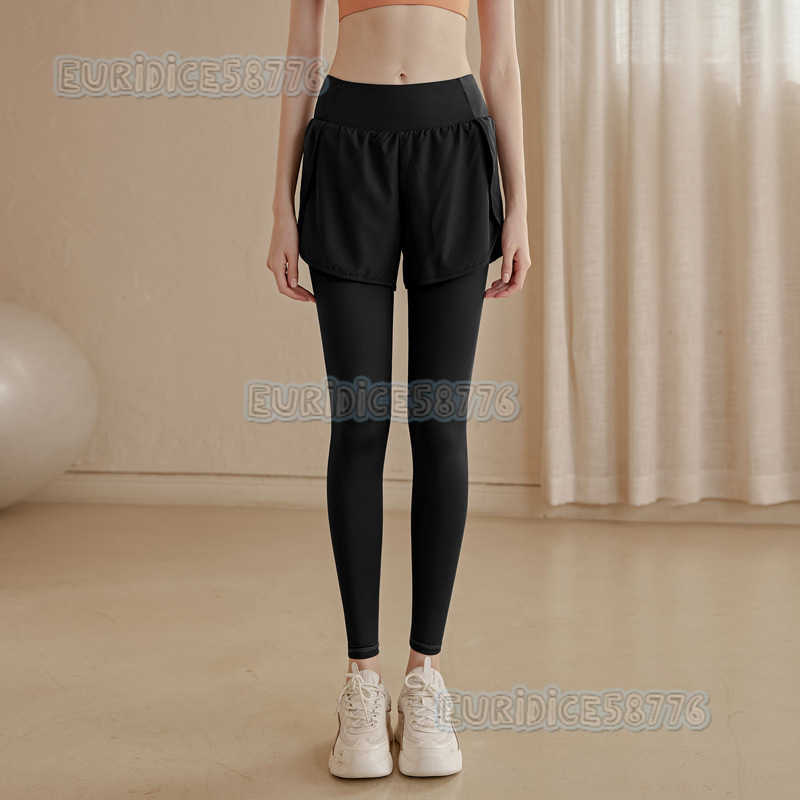 Fake Twopiece Yoga Pants for Women High Waist Hip Lift Tummy Control Running Pants Stretchy Tight Pants Sports Plus Size Fitness Pants Long Pants H250