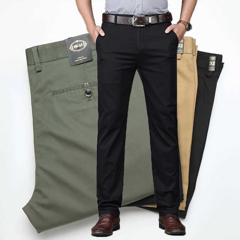 Classic Casual Pants Mens Clothing Straight Business Green Black Khaki Trousers Comfortable Male Brand Clothing 2023 W250826