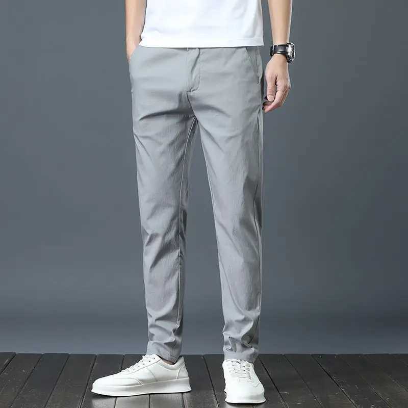 100 Silk Mens Golf Mens Midweight Casual Pants Sports Pants Simple Design Khaki Black Slim Straight Leg Stretch Casual Trouse W250826