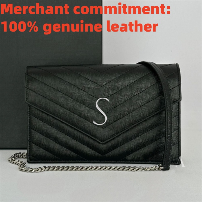 Luxury genuine leather Metal chain crossbody bag 10A Designer bag Classic flap envelope bag 2 sizes Womens Shoulder bags fashion Clutch Evening Bag Envelope Wallet