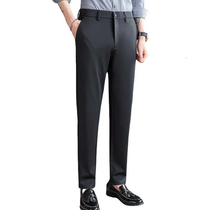 Black Mens Stretch Suit Pants Fashion Casual Trousers Navy Blue Mens Pants Asian Size 2936 38 Slim Mens Pants W250826