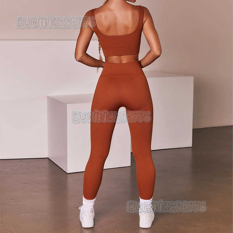Thread Knitted Uneck Square Neck Vest Shorts Pants Four Piece Yoga Suit H250825