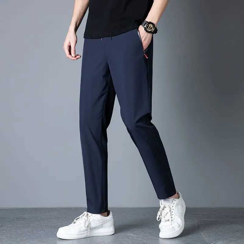 Mens Casual Pants Straight Leg Slim Fit Elastic Waist Jogging Pants Korean Classic Blue Black Gray Mens Pants Plus Size 4XL5XL W250826