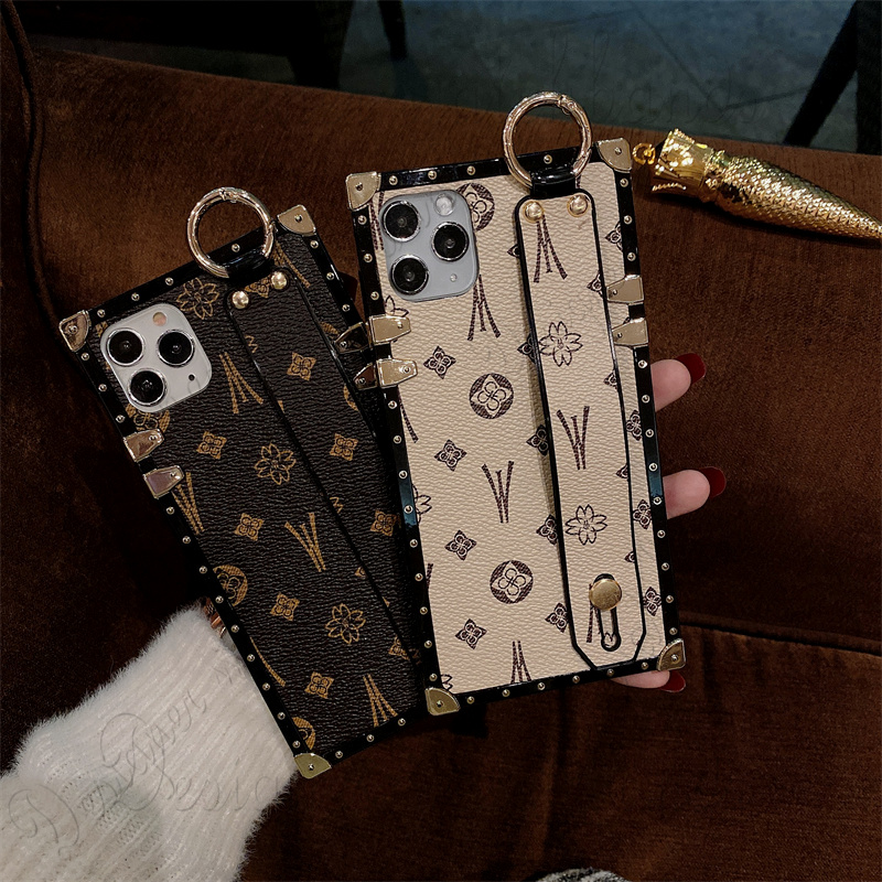 Wristband Designer Phone Case for Apple iPhone 17 Pro Max 16Plus 15 14 13 Samsung S25 Ultra S24 Note 20 Luxury PU Leather ring holder stand Floral Pri